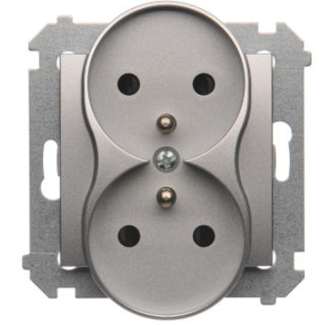 Kontakt SIMON 54 gniazdo podwójne z uziemieniem srebrny 01